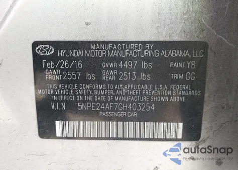 2016 Hyundai Sonata из США, поврежденный, VIN 5NPE24AF7GH403254